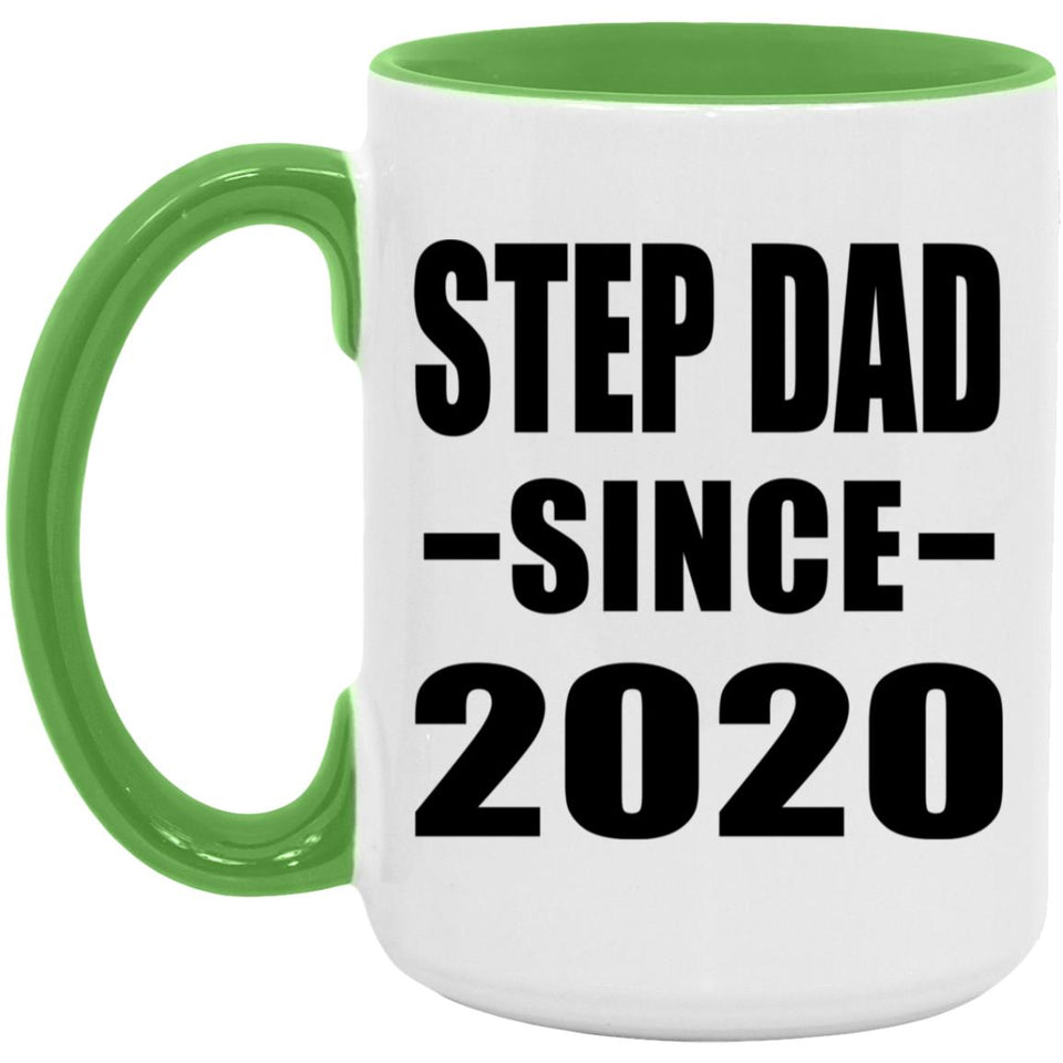 Step Dad Since 2020 - 15oz Accent Mug Green