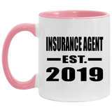 Insurance Agent Established EST. 2019 - 11oz Accent Mug Pink