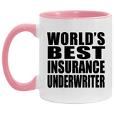 World's Best Insurance Underwriter - 11oz Accent Mug Pink