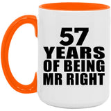 57th Anniversary 57 Years Of Being Mr Right - 15oz Accent Mug Orange