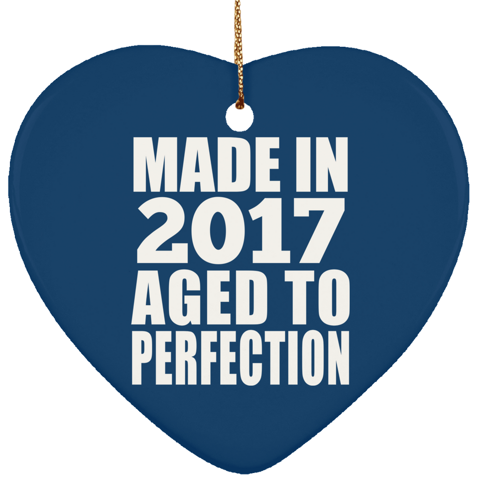 7th Birthday Made In 2017 Aged to Perfection - Heart Ornament