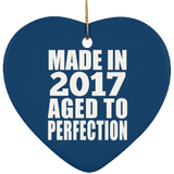7th Birthday Made In 2017 Aged to Perfection - Heart Ornament