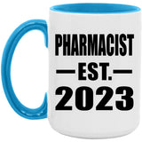 Pharmacist Established EST. 2023 - 15oz Accent Mug Blue