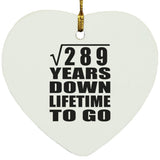 17th Anniversary Square Root of 289 Years Lifetime To Go - Heart Ornament
