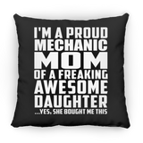Proud Mechanic Mom Of Awesome Daughter - Throw Pillow Black
