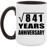 29th Anniversary Square Root of 841 Years Anniversary - 15oz Accent Mug Black