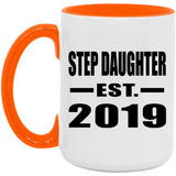 Step Daughter Established EST. 2019 - 15oz Accent Mug Orange