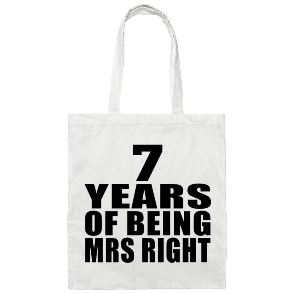 7th Anniversary 7 Years Of Being Mrs Right - Tote Bag White