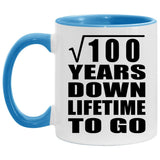 10th Anniversary Square Root of 100 Years Lifetime To Go - 11oz Accent Mug Blue