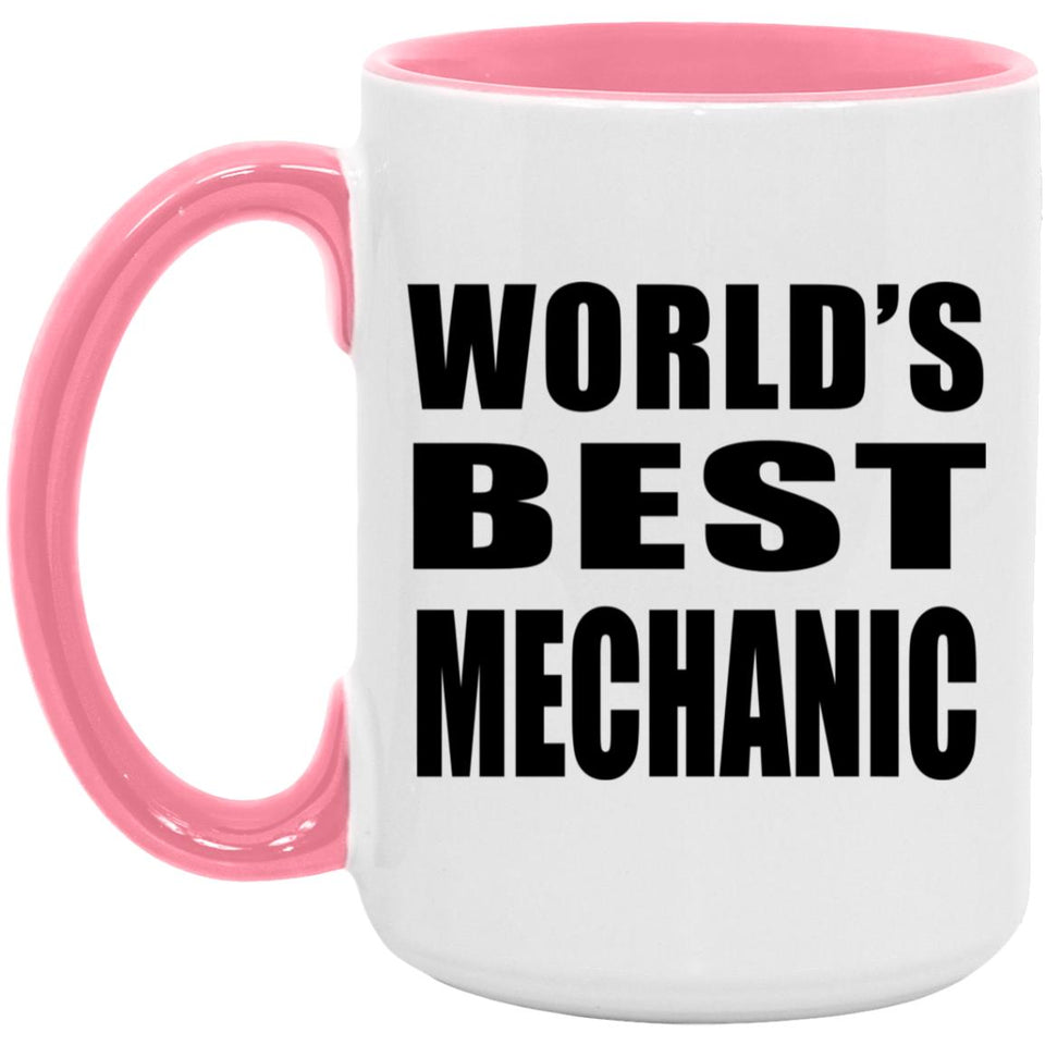 World's Best Mechanic - 15oz Accent Mug Pink