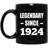 100th Birthday Legendary Since 1924 - 11oz Coffee Mug Black
