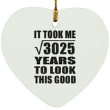 55th Birthday Took Square Root of 3025 Years To Look Good - Heart Ornament