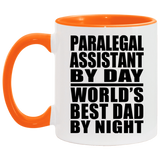 Paralegal Assistant By Day World's Best Dad By Night - 11oz Accent Mug Orange