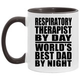 Respiratory Therapist By Day World's Best Dad By Night - 11oz Accent Mug Black