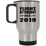Flight Attendant Established EST. 2019 - Silver Travel Mug