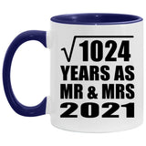 32nd Anniversary Square Root of 1024 Years As Mr & Mrs 2021 - 11oz Accent Mug Purple