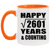 Happy 51st Anniversary Square Root of 2601 Years & Counting - 11oz Accent Mug Orange