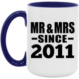 13th Anniversary Mr & Mrs Since 2011 - 15oz Accent Mug Purple