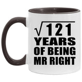 11th Anniversary Square Root of 121 Years of Being Mr Right - 11oz Accent Mug Black