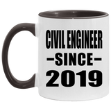 Civil Engineer Since 2019 - 11oz Accent Mug Black