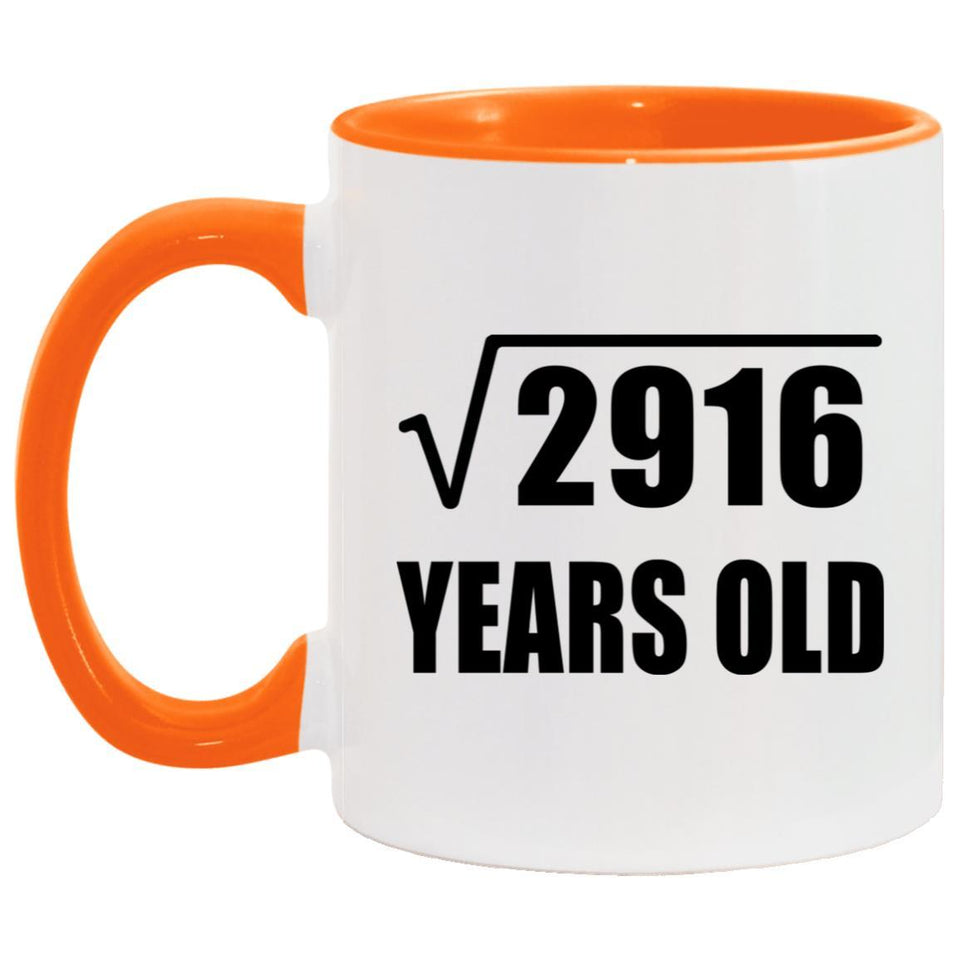 54th Birthday Square Root of 2916 Years Old - 11oz Accent Mug Orange