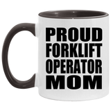 Proud Forklift Operator Mom - 11oz Accent Mug Black