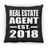 Real Estate Agent Established EST. 2018 - Throw Pillow Black