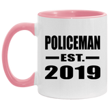 Policeman Established EST. 2019 - 11oz Accent Mug Pink