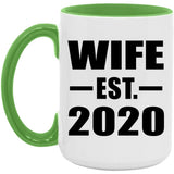 Wife Established EST. 2020 - 15oz Accent Mug Green