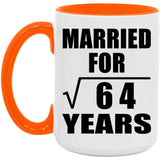 8th Anniversary Married For Square Root of 64 Years - 15oz Accent Mug Orange