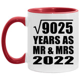 95th Anniversary Square Root of 9025 Years As Mr & Mrs 2022 - 11oz Accent Mug Red