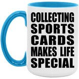 Collecting Sports Cards Makes Life Special - 15oz Accent Mug Blue