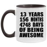 13th Birthday 13 Years 156 Months 4748 Days Of Awesome - 11oz Accent Mug Black
