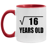 4th Birthday Square Root of 16 Years Old - 11oz Accent Mug Red