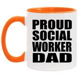 Proud Social Worker Dad - 11oz Accent Mug Orange