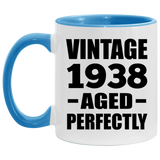 86th Birthday Vintage 1938 Aged Perfectly - 11oz Accent Mug Blue