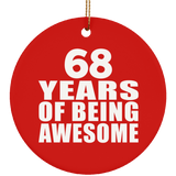 68th Birthday 68 Years Of Being Awesome - Circle Ornament