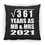19th Anniversary Square Root of 361 Years As Mr & Mrs 2021 - Throw Pillow Black