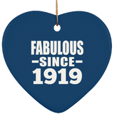 105th Birthday Fabulous Since 1919 - Heart Ornament