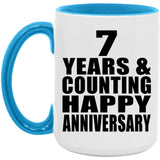 Happy 7th Anniversary 7 Years & Counting - 15oz Accent Mug Blue