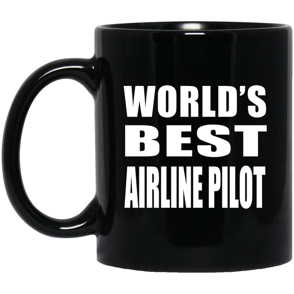 World's Best Airline Pilot - 11 Oz Coffee Mug Black