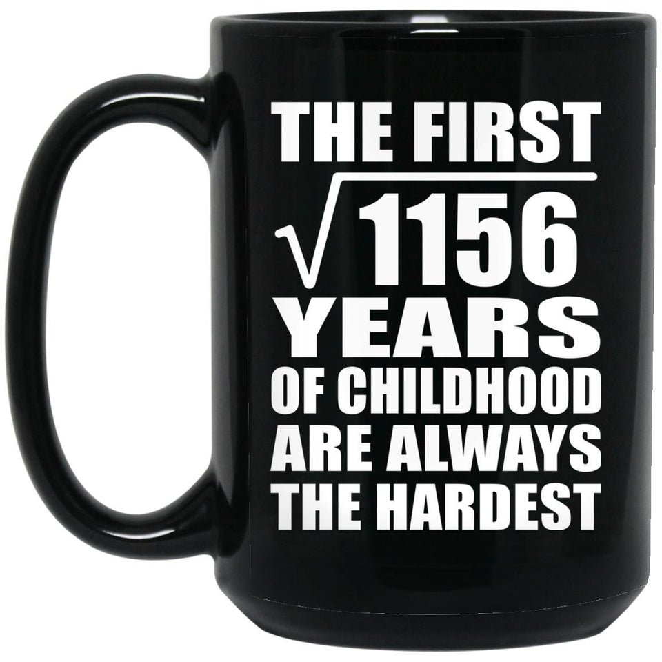 34th Birthday Square Root of 1156 Years of Childhood - 15oz Coffee Mug Black