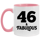 46th Birthday 46 & Fabulous - 11oz Accent Mug Pink