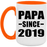 Papa Since 2019 - 15oz Accent Mug Orange