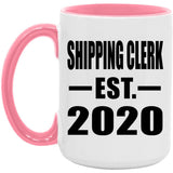 Shipping Clerk Established EST. 2020 - 15oz Accent Mug Pink
