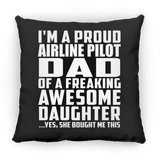 Proud Airline Pilot Dad Of Awesome Daughter - Throw Pillow Black