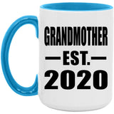 Grandmother Established EST. 2020 - 15oz Accent Mug Blue