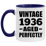 88th Birthday Vintage 1936 Aged Perfectly - 11oz Accent Mug Purple
