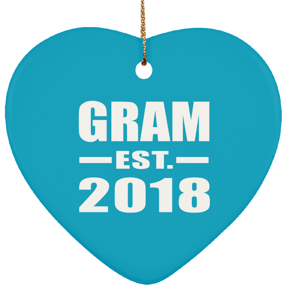 Gram Established EST. 2018 - Heart Ornament