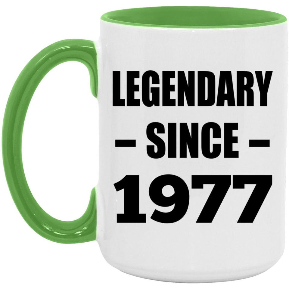 47th Birthday Legendary Since 1977 - 15oz Accent Mug Green